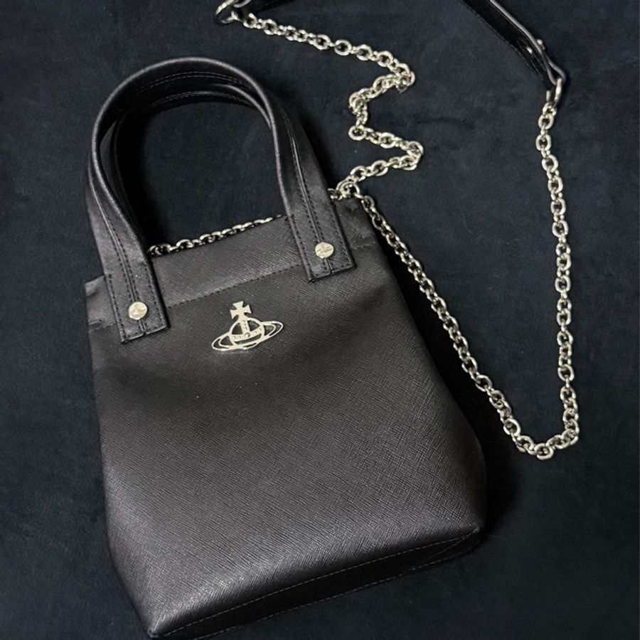 vivienne Westwood 黑色 皮革托特包-8