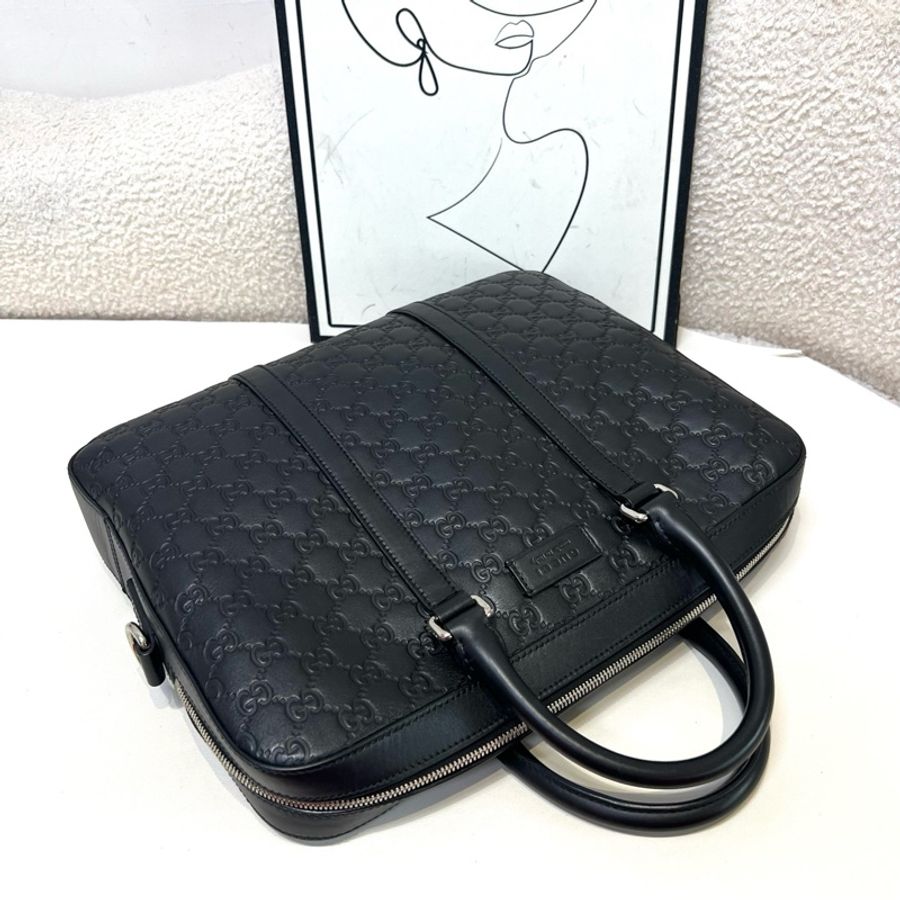 古馳 Gucci  全牛皮壓花公文包 手提包-3