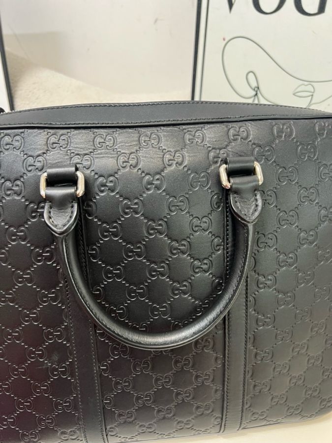 古馳 Gucci  全牛皮壓花公文包 手提包-6