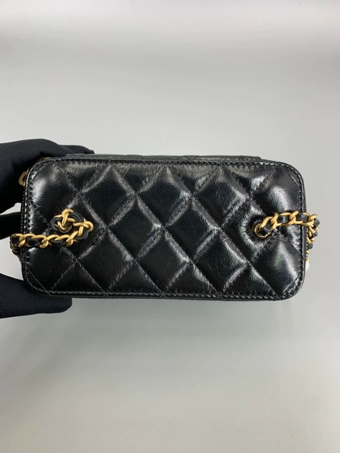 香奈兒24B化妝盒黑金油蠟皮 全套 尺寸16.5~10~8cm Chanel 24B Vanity Case, Black Shiny Calfskin & Gold Hardware, Full Set Size: 16.5~10~8 cm-7