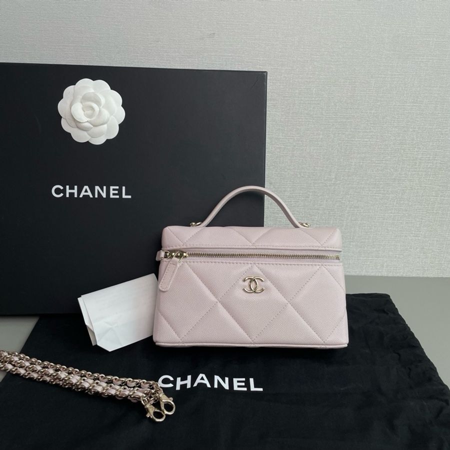 💎Chanel香奈兒|25K淡粉色荔枝皮大菱格紋LP盒子包鏈條包|98新芯片款-1