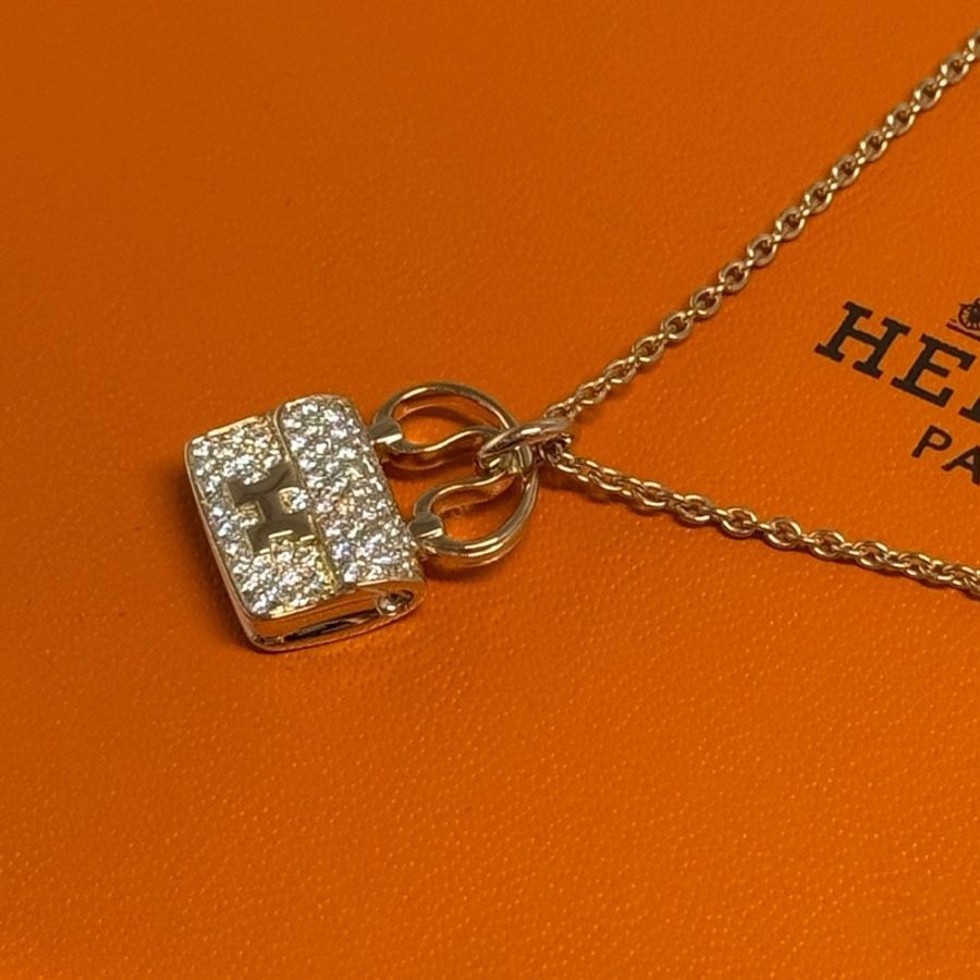 Hermes 愛馬仕 康康項鍊 18K玫瑰金滿鑽-0