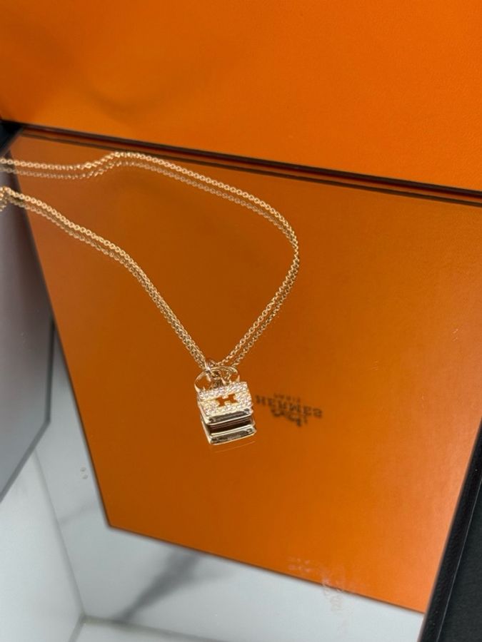 Hermes 愛馬仕 康康項鍊 18K玫瑰金滿鑽-2