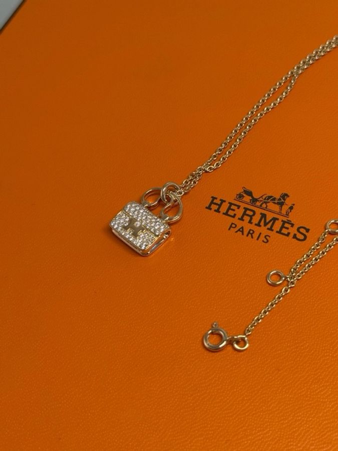 Hermes 愛馬仕 康康項鍊 18K玫瑰金滿鑽-5