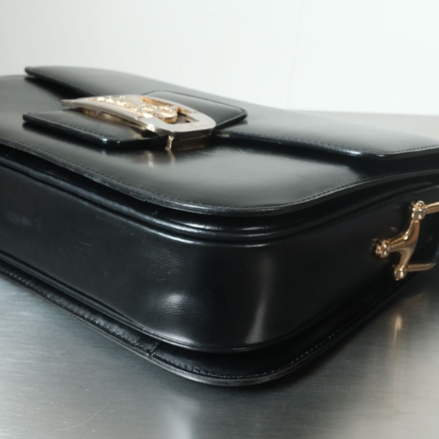 CELINE Vintage 1970-1980s 思琳雙面馬車扣 Box小牛皮風琴肩背包-6