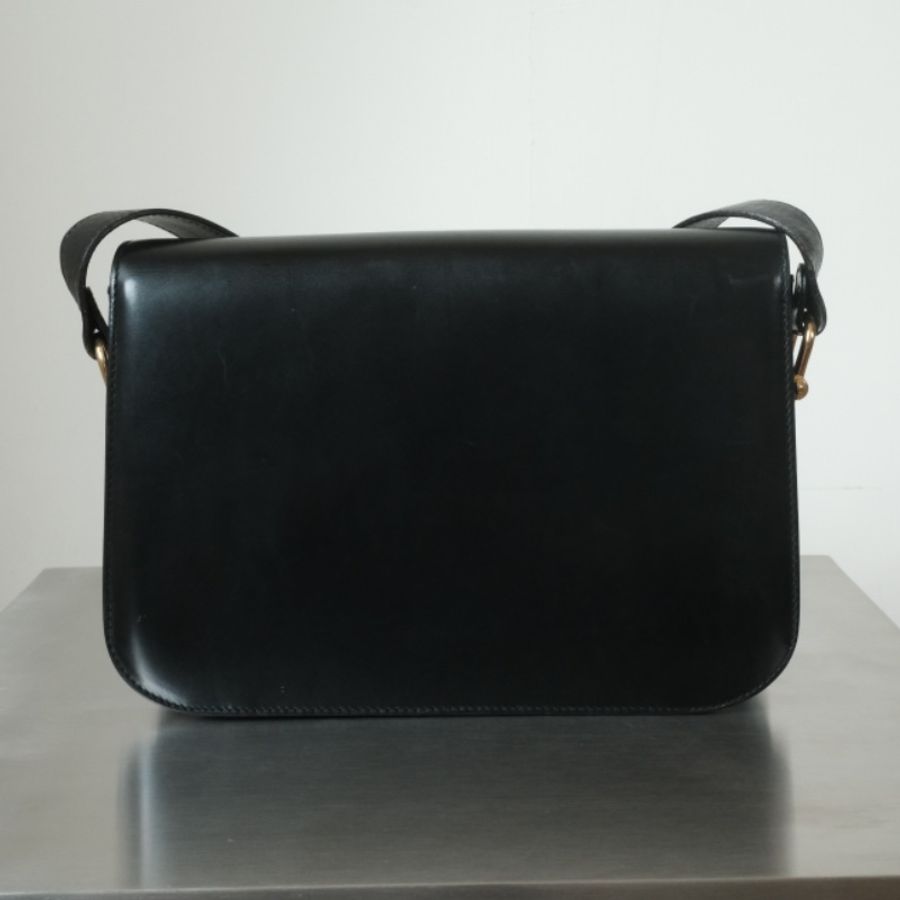 CELINE Vintage 1970-1980s 思琳雙面馬車扣 Box小牛皮風琴肩背包-8