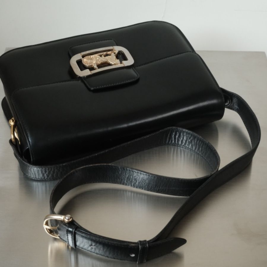 CELINE Vintage 1970-1980s 思琳雙面馬車扣 Box小牛皮風琴肩背包-10