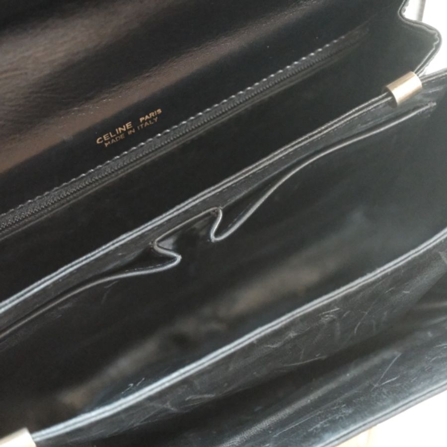 CELINE Vintage 1970-1980s 思琳雙面馬車扣 Box小牛皮風琴肩背包-13