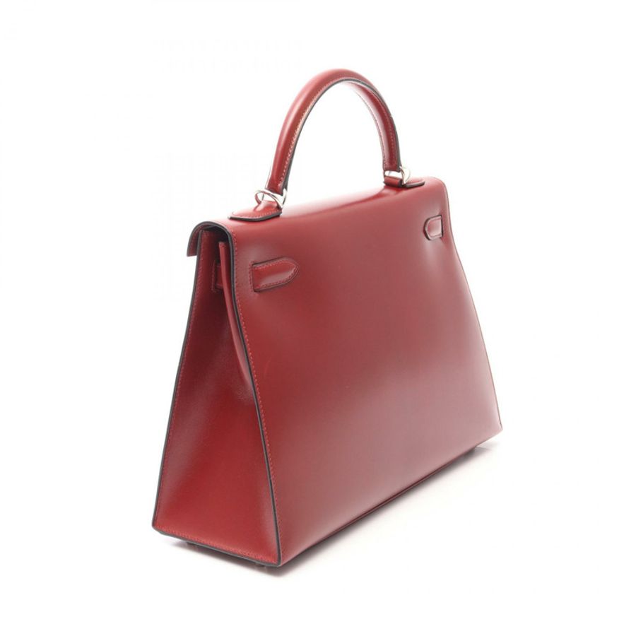 愛馬仕 Kelly 32 Sellier 單肩手提包 Box 小牛皮 Rouge H SHW 二手 E-1