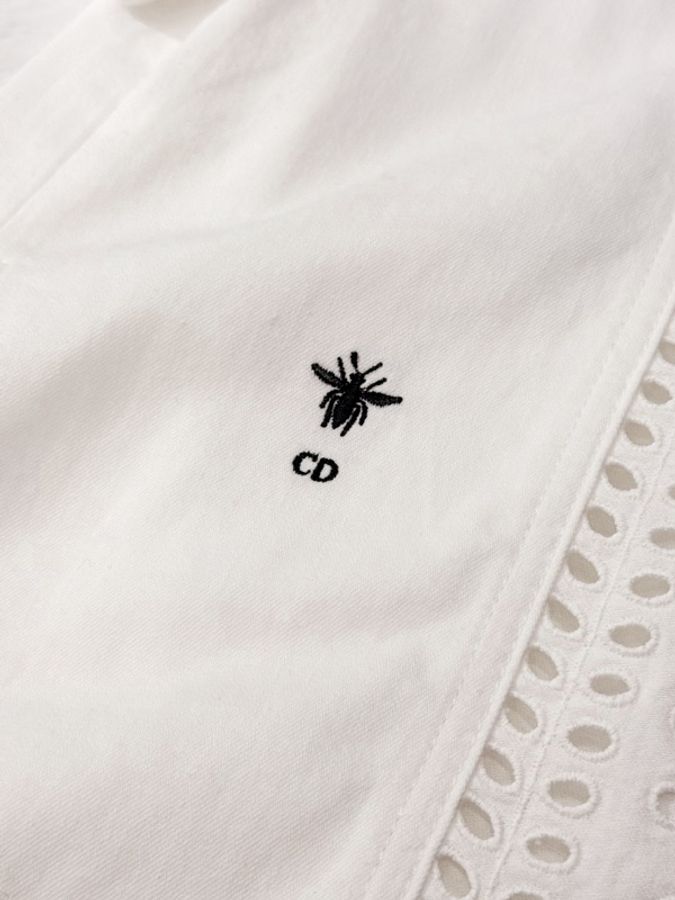 Dior Top 白色花卉鏤空短袖襯衫-3