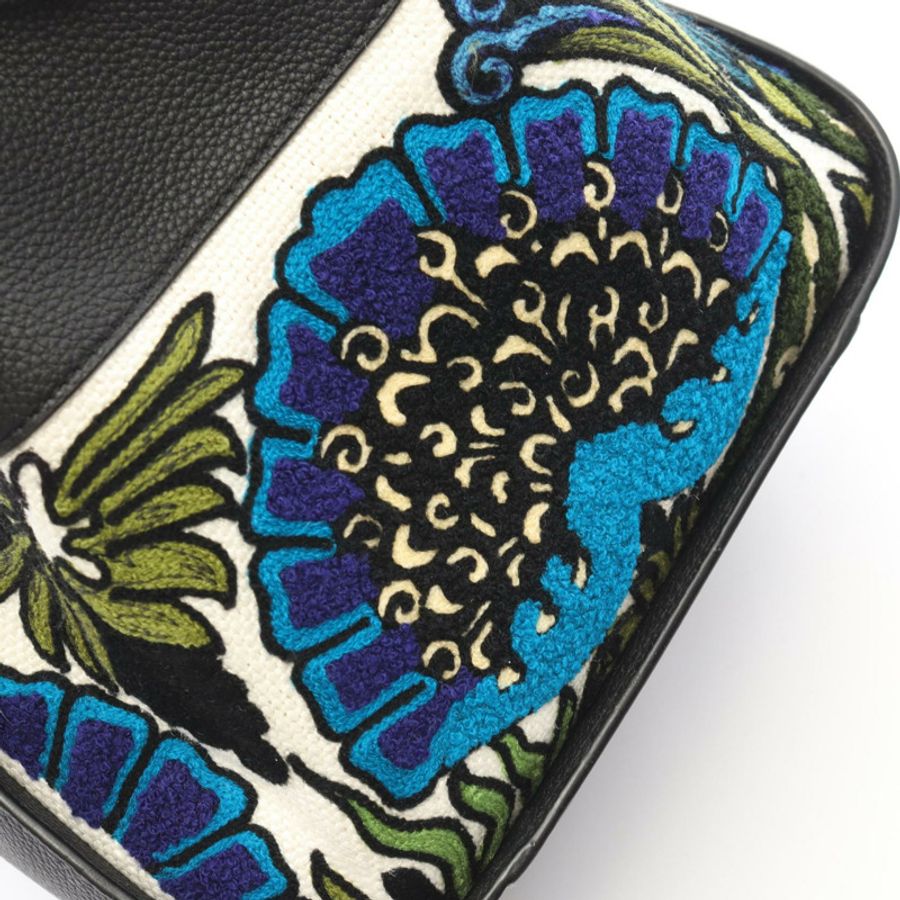 LOEWE Hammock抽繩包,小號,刺繡,兩用手提包,皮革帆布,黑色多色,二手女款-8