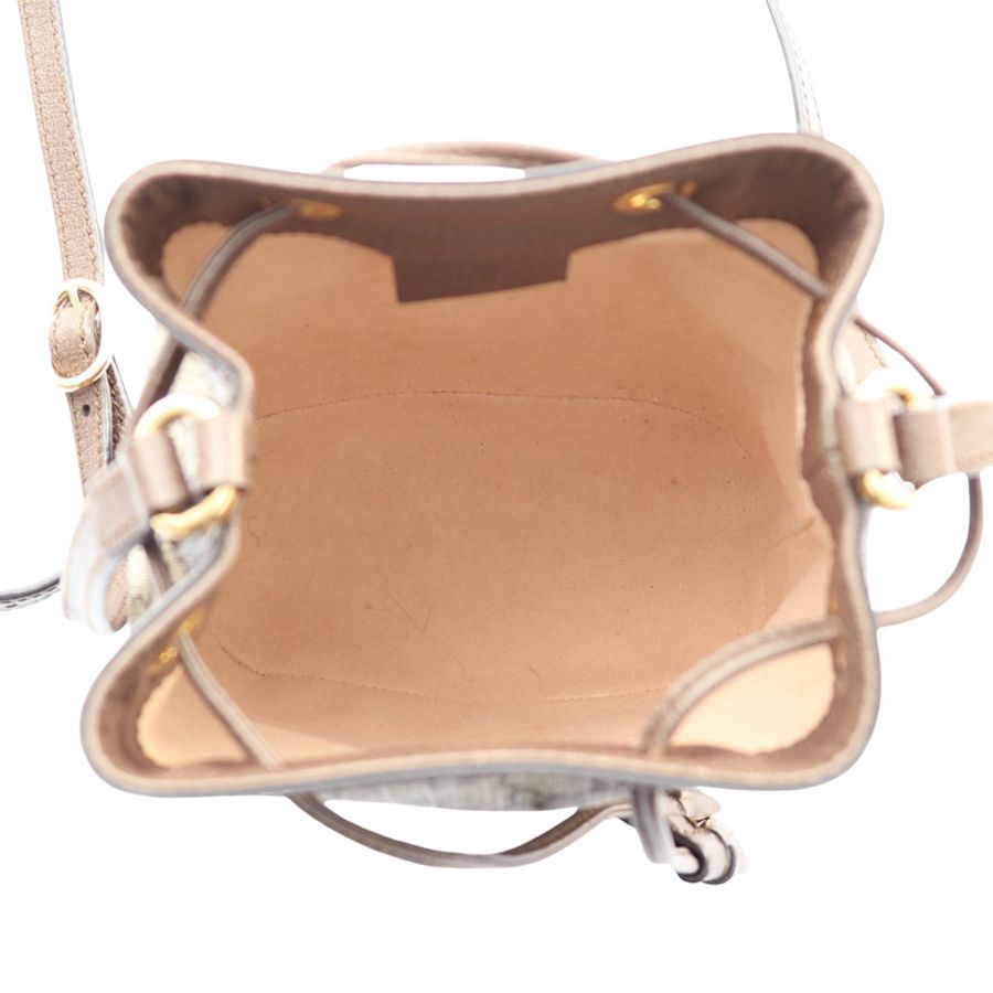 GUCCI 古馳 Web Mini Ophidia 水桶 肩背包 棕色 GG Supreme帆布 550620-2