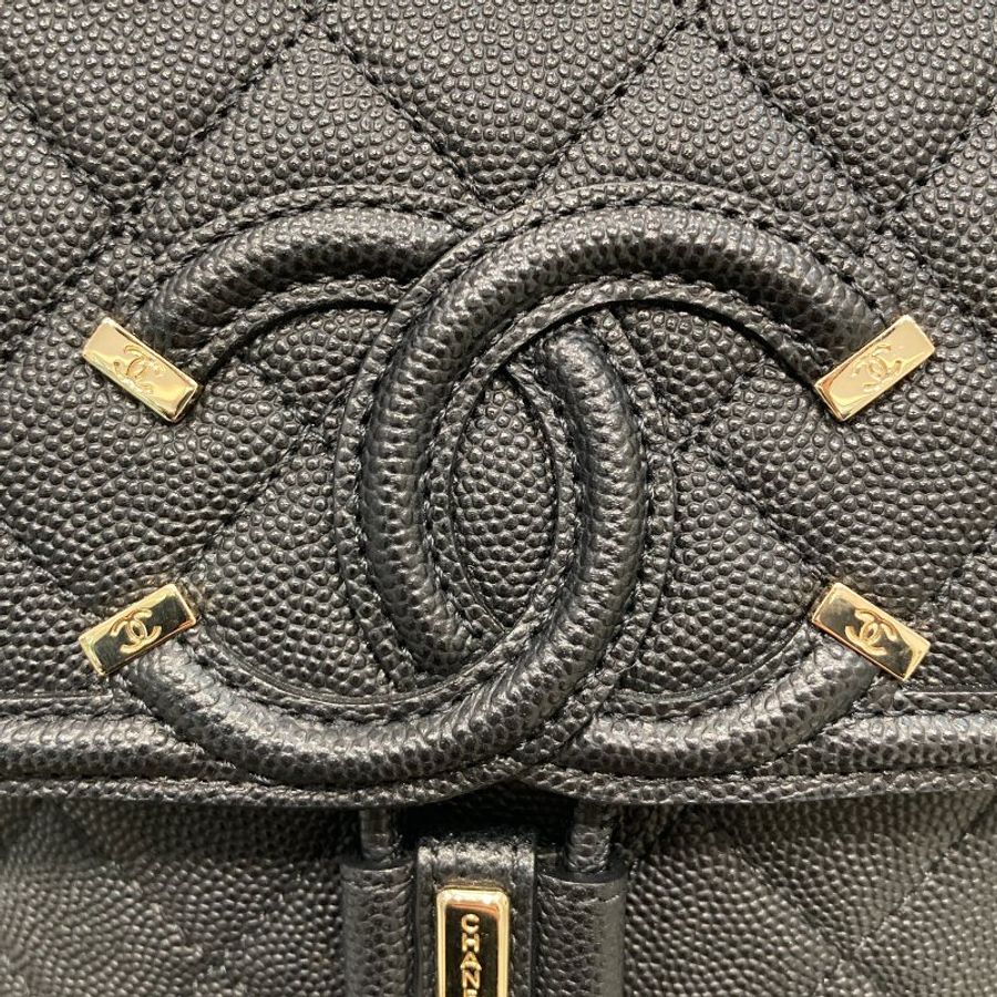 CHANEL 香奈兒 後背包 AS0926 菱格粒紋牛皮 黑色 淡金釦-10