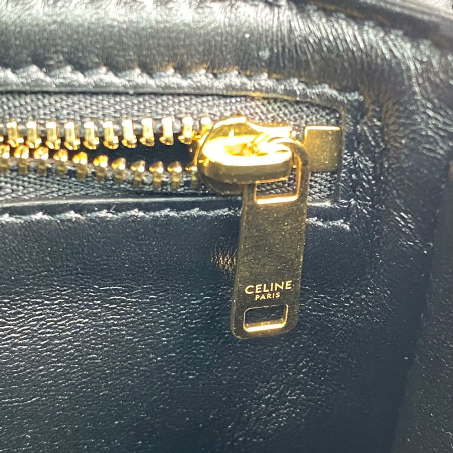 △ CELINE 思琳 Black Calfskin Teen Triomphe Shoulder Bag 黑色小牛皮肩背包-267014833-13