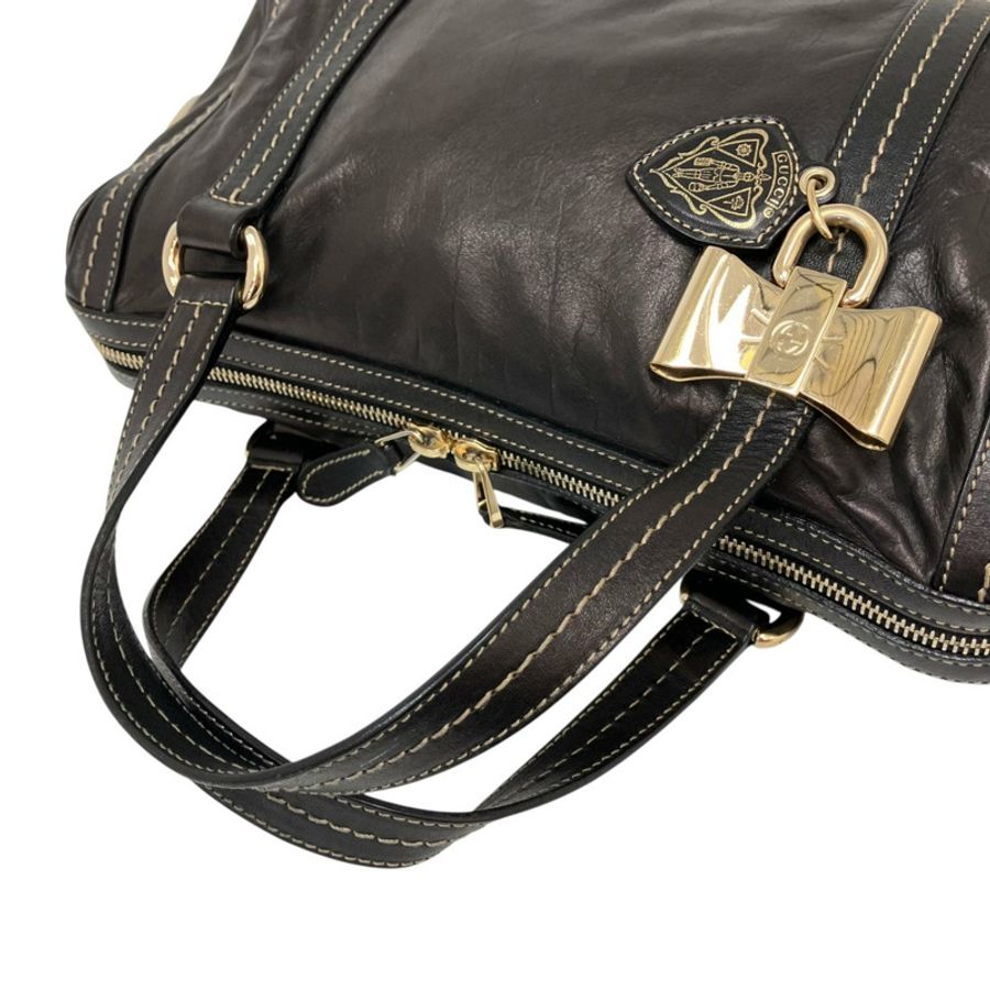 ☆ GUCCI 古馳 Black Calfskin Duquessa Line Handbag 黑色小牛皮手挽袋 181487-267015638-12
