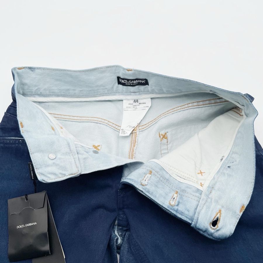 Dolce & Gabbana D&G 義大利製深藍撞色明線直筒牛仔褲-4