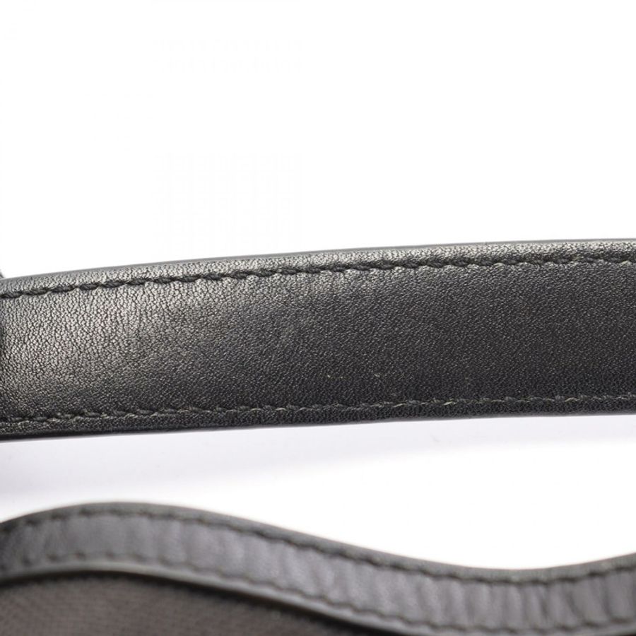 PRADA LOGO JACQUARD 緞帶抽繩兩用手提包,帆布皮革材質,黑色,二手女款-7