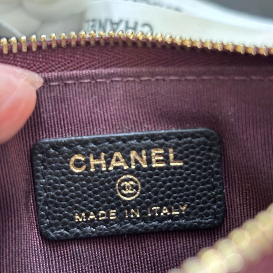CHANEL 香奈兒經典銀色雙C LOGO菱格紋皮零錢包-12
