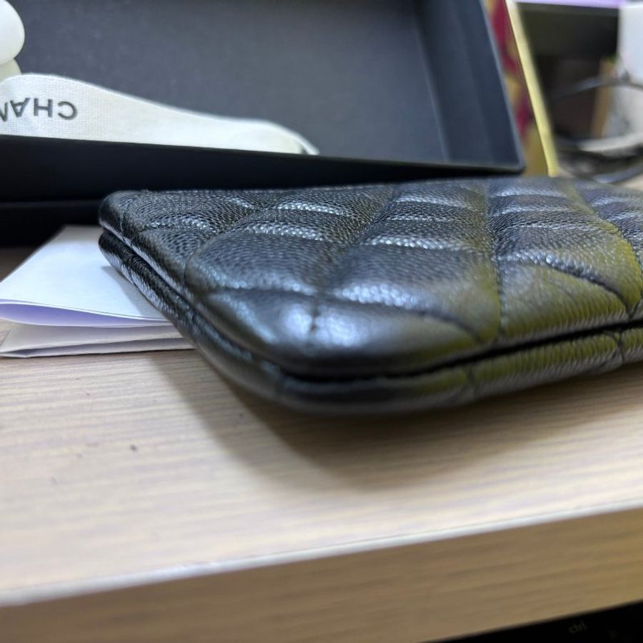 CHANEL 香奈兒經典銀色雙C LOGO菱格紋皮零錢包-17