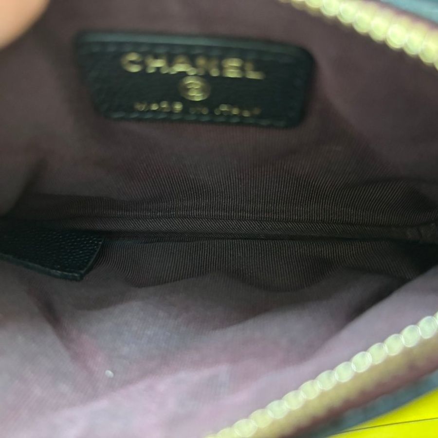 CHANEL 香奈兒經典銀色雙C LOGO菱格紋皮零錢包-19