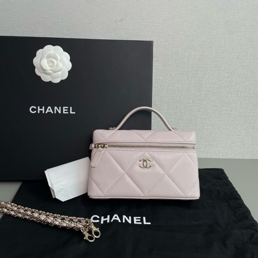Chanel香奈兒 25K淡粉色荔枝皮大菱格紋LP盒子包鏈條包 98新✨️-1