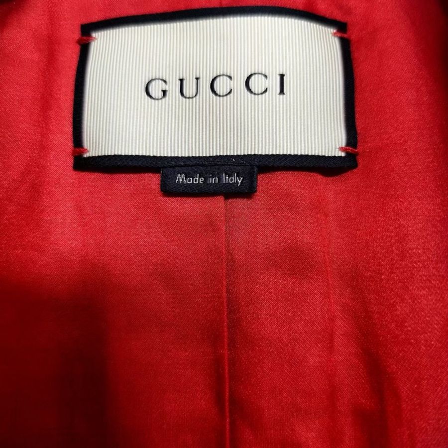 Gucci 豆沙粉色翻領珍珠扣中長風衣外套 學院風-6