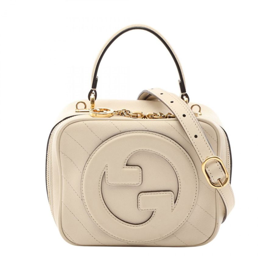 GUCCI Blondie 手提單肩包 744434 皮革 米色 二手 女士 GHW-0