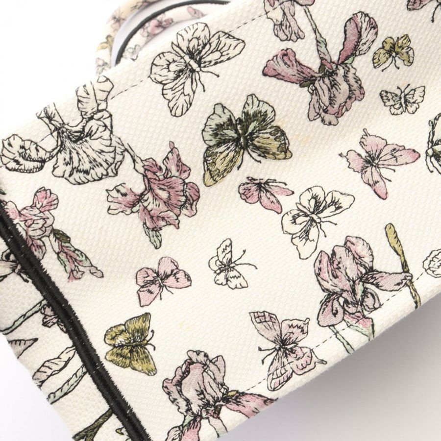 Christian Dior BOOK TOTE 中型手提包 帆布 白色 黑色 二手 女士-5