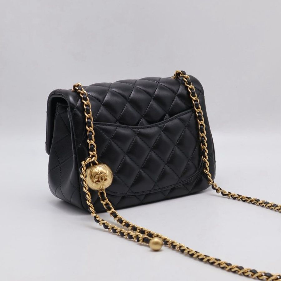 CHANEL 經典口蓋包方胖子 17 - 金球黑金-4