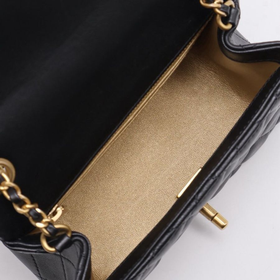 CHANEL 經典口蓋包方胖子 17 - 金球黑金-8