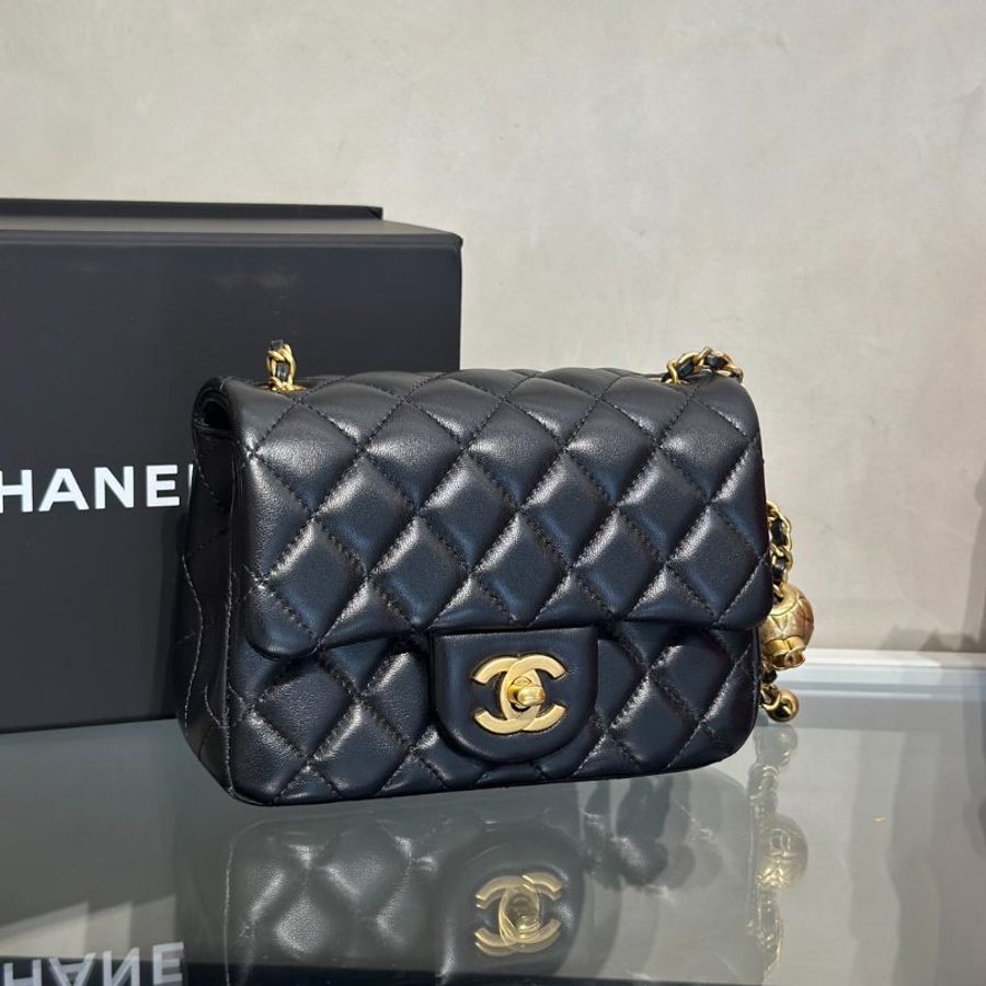 CHANEL 經典口蓋包方胖子 17 - 金球黑金-20