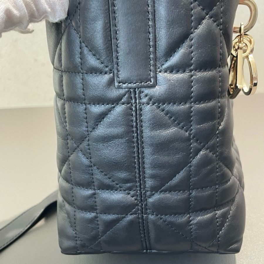 DIOR/迪奧 土著 黑色 小牛皮 小號 竪版托特包Tote包購物袋 單肩包手提包-5