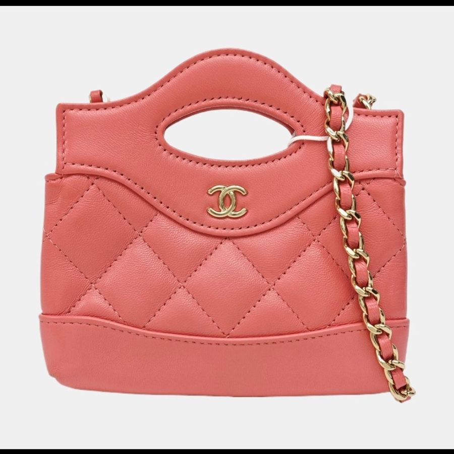 Chanel 香奈兒 粉色 31bag mini 超迷你 鏈條包 晶片款-7