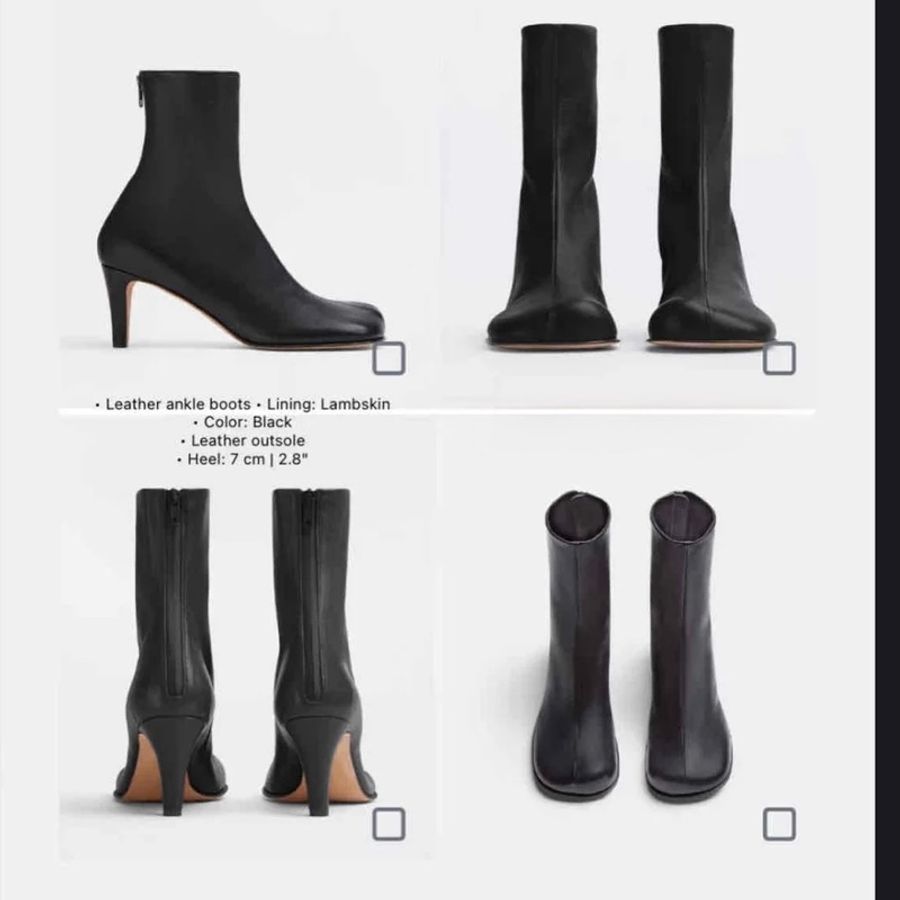 Bottega Veneta Bloc Ankle Boots 採用黑色羊皮製成-6