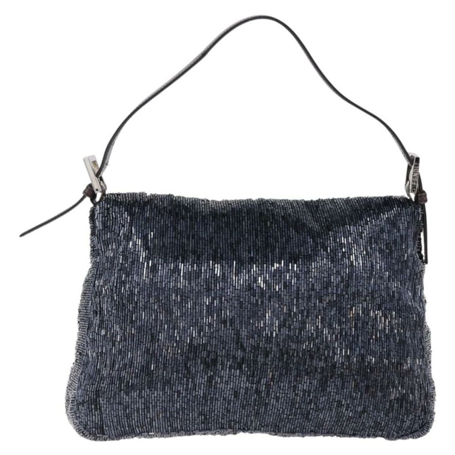 【日本直送】FENDI Mamma Baguette 單肩包 串珠 海軍藍 銀色 正品 yk20696SAM-2