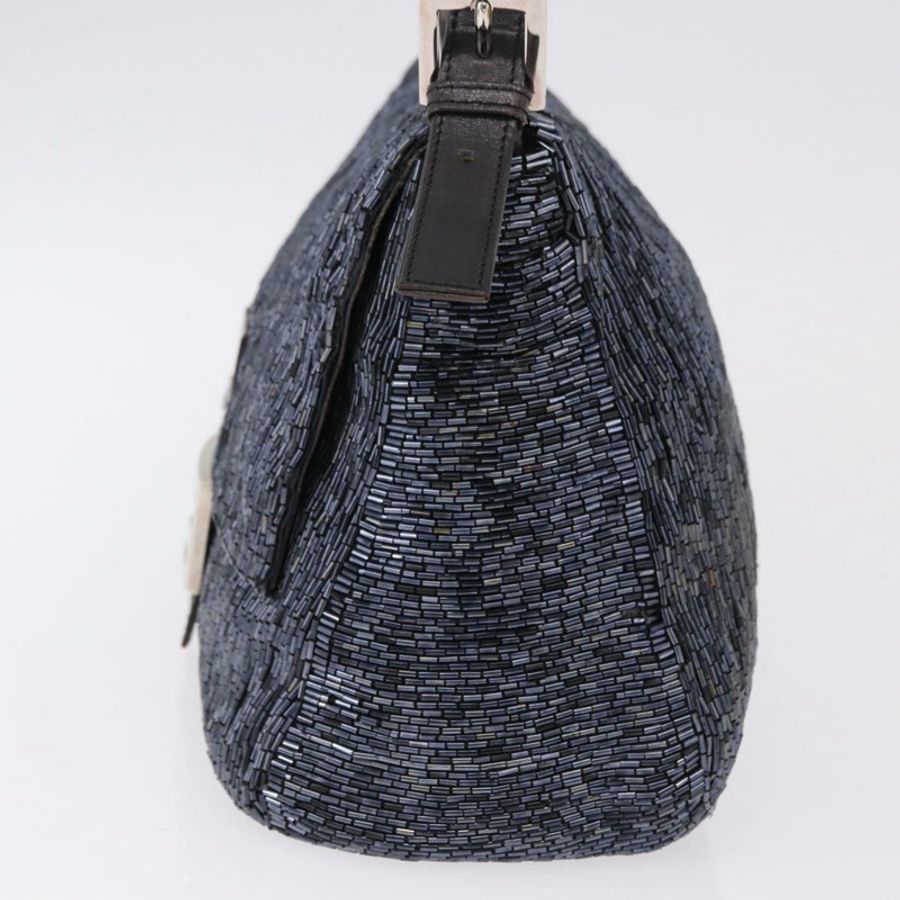 【日本直送】FENDI Mamma Baguette 單肩包 串珠 海軍藍 銀色 正品 yk20696SAM-3