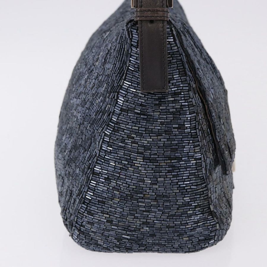 【日本直送】FENDI Mamma Baguette 單肩包 串珠 海軍藍 銀色 正品 yk20696SAM-4