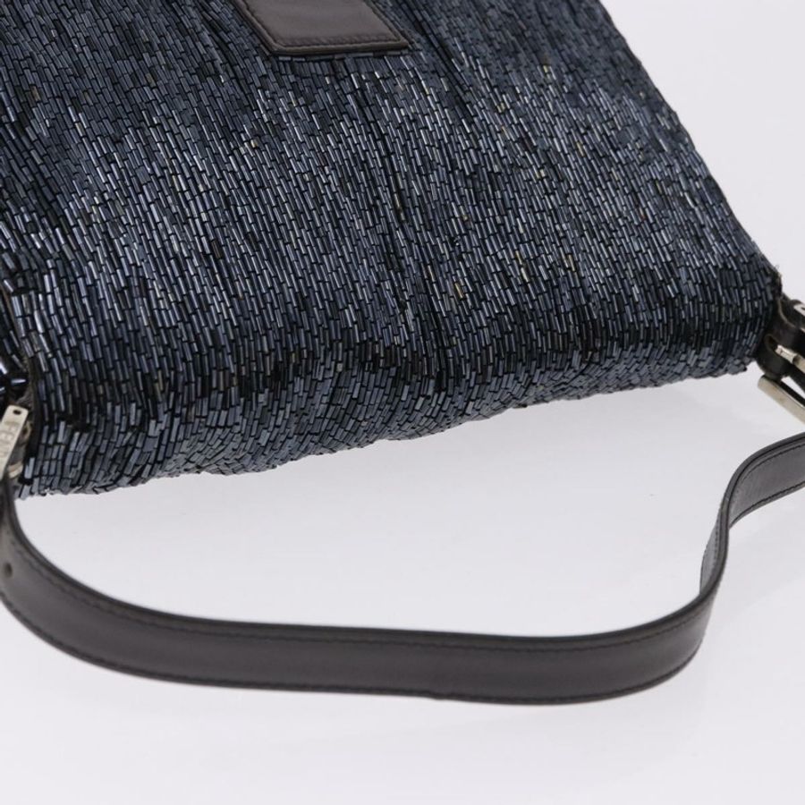 【日本直送】FENDI Mamma Baguette 單肩包 串珠 海軍藍 銀色 正品 yk20696SAM-5
