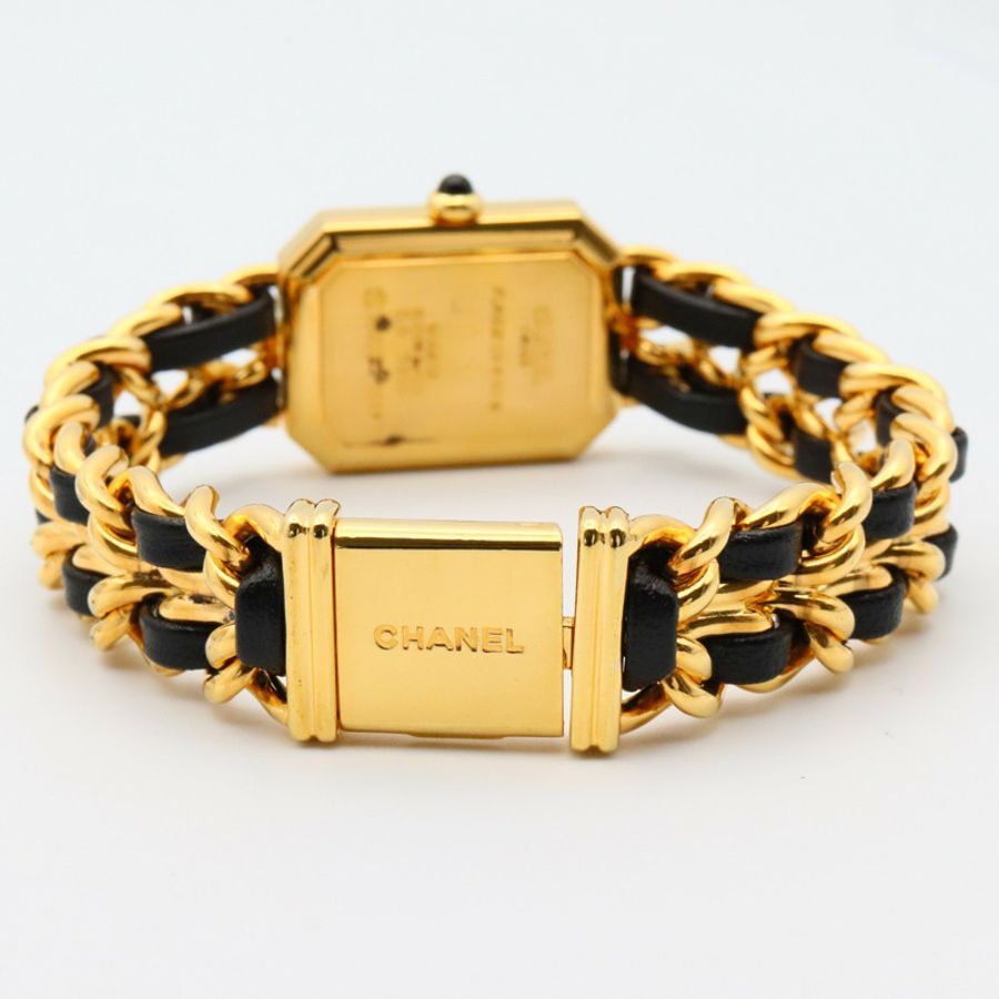 Premiere L 石英腕錶 黑色錶盤 鍍金 皮革錶帶【CHANEL 香奈兒】 H0001-6