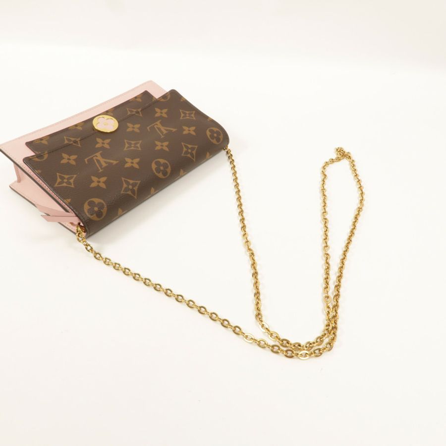 LOUIS VUITTON Monogram Flore Chain Wallet鏈帶肩背袋-6