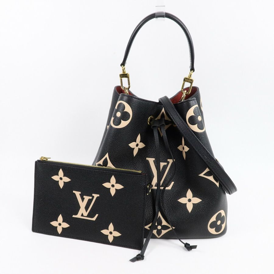 LOUIS VUITTON Monogram Empreinte Bicolor Neo Noe MM金扣手挽肩背兩用袋-8