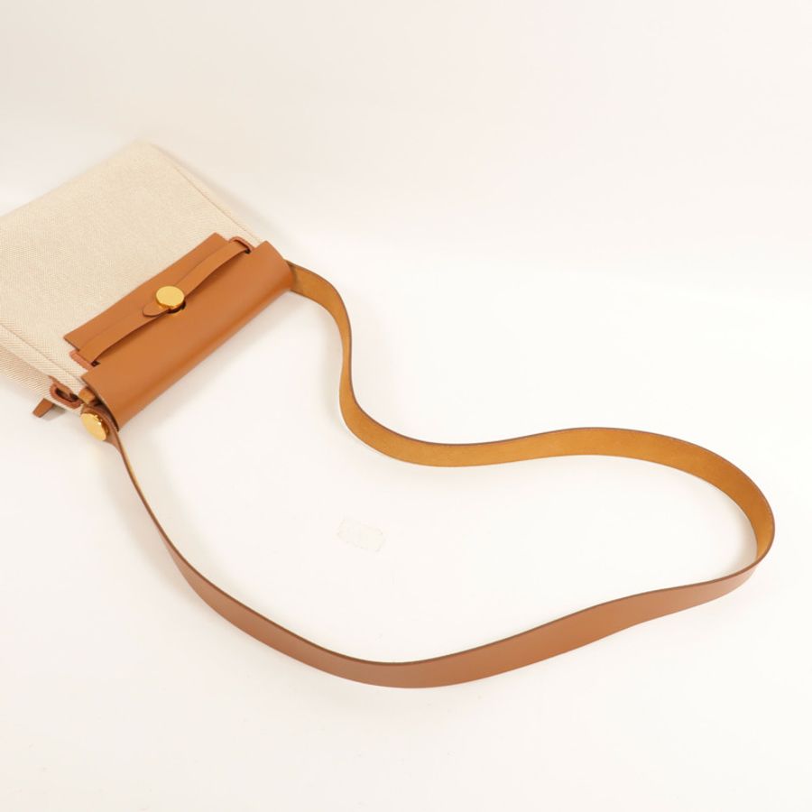 HERMES 帆布Mini Herbag肩背袋Gold/Beige-5
