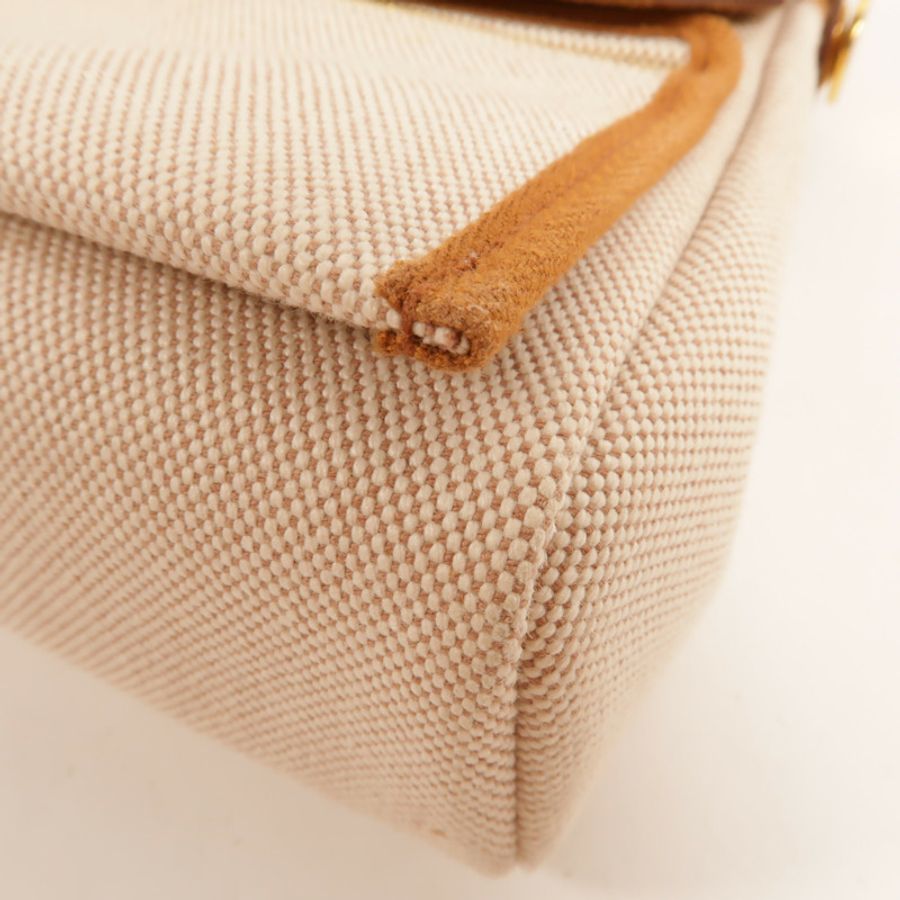 HERMES 帆布Mini Herbag肩背袋Gold/Beige-11