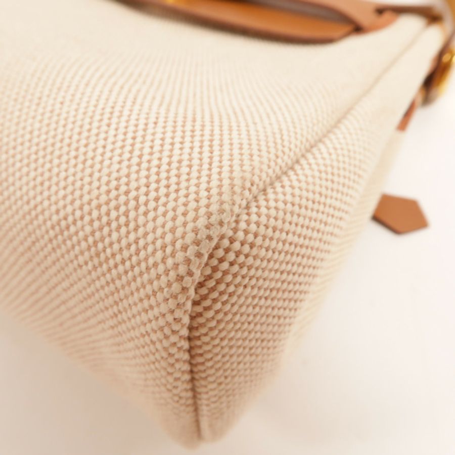 HERMES 帆布Mini Herbag肩背袋Gold/Beige-13