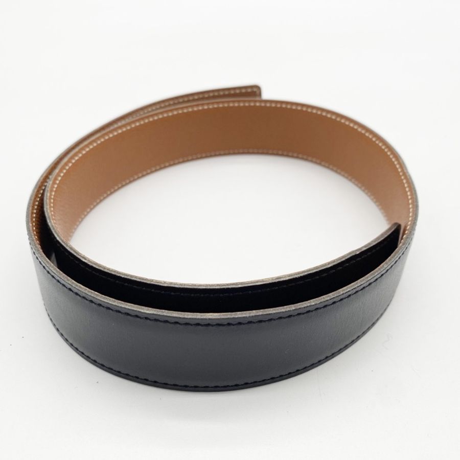 Hermès 愛馬仕 雙面替換皮帶帶身 黑/駝色(不含扣)-8