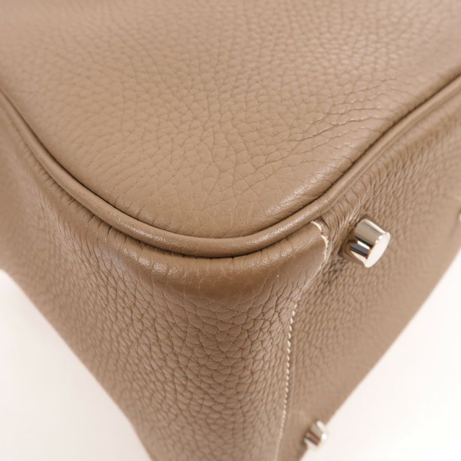 HERMES Clemence皮革Lindy 30手挽肩背兩用袋Etoupe-11