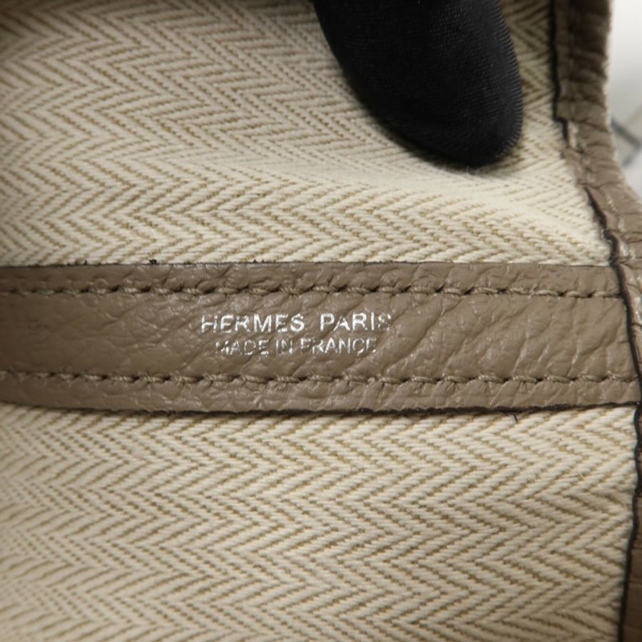 HERMES Negonda皮革Garden Party PM手挽袋Gris Tourterelle-5