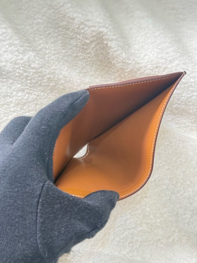 Hermes Bearn 短夾 金棕銀釦-6