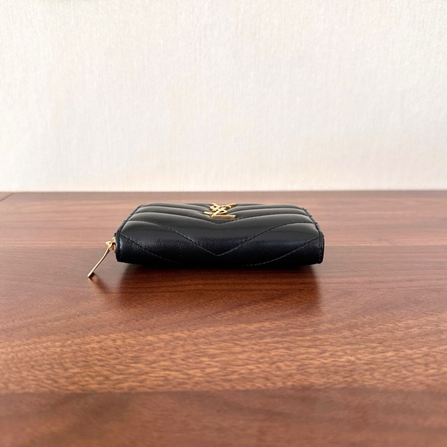 YSL聖羅蘭 經典黑金零錢鑰匙包 尺寸11*2*7cm-5