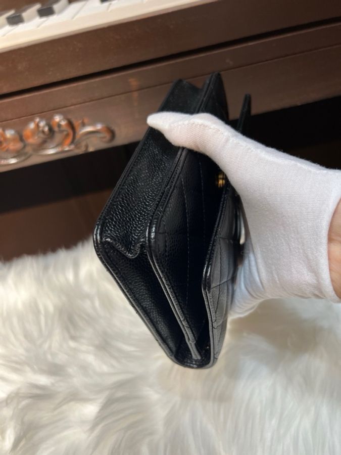 香奈兒Chanel 黑金髮財woc 荔枝牛皮 99新-6